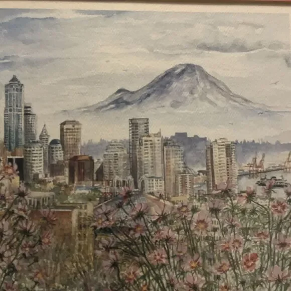 Sarah Clementson 1996 Seattle Landscape Print Numbered & Framed 592/1000